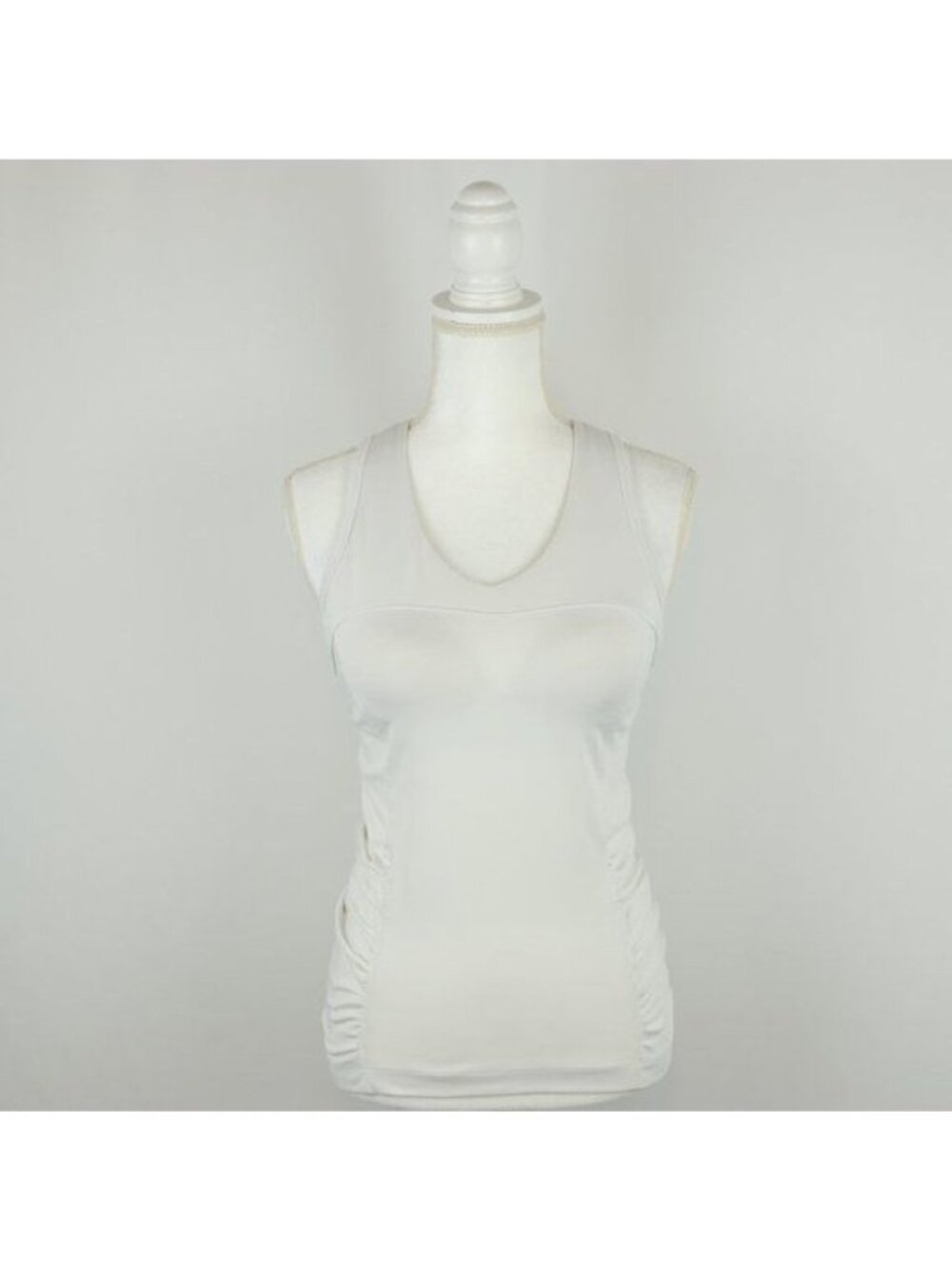 Athleta Women's Size 34B White Ruched Racerback Athletic Tank-Over-Bra Top
